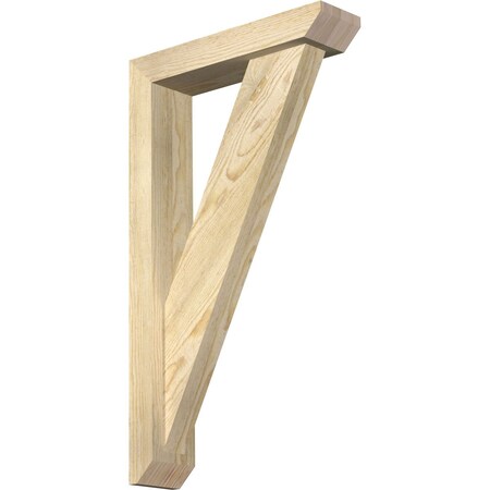 Ekena Millwork Traditional Slat Rough Sawn Bracket w/ Offset Brace, Douglas Fir, 4"W x 16"D x 28"H BKT0402X16X28TRA06RDF
